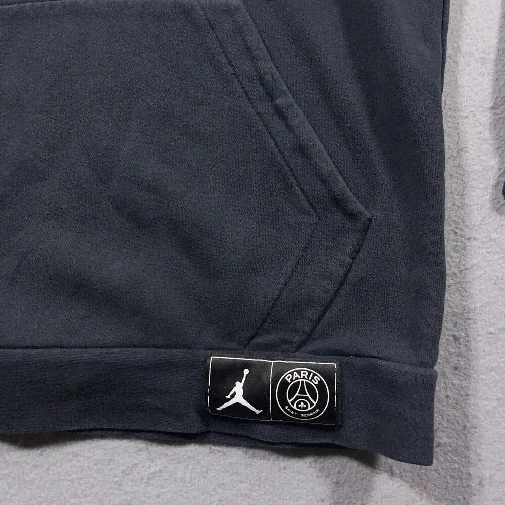 Nike Air Jordan + PSG Paris Saint Germain Pullover Hoodie Men Small Black Soccer